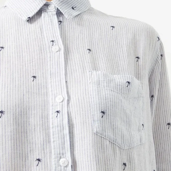 Women's Rails Charlie Mini Palms Royal Blue Stripe Shirt - XS - Picture 7 of 11